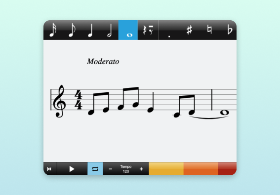 A screenshot of some sheet music within Music Notepad